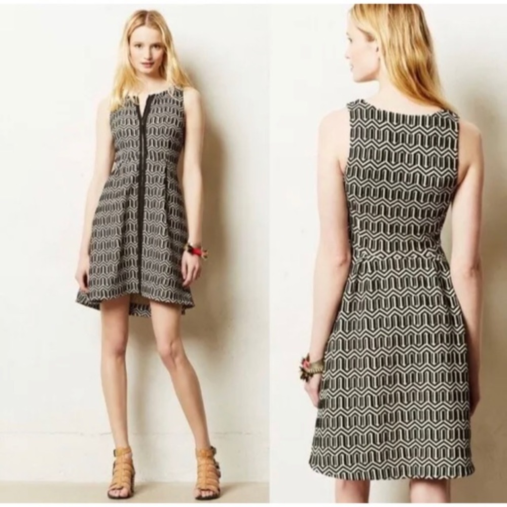 Leifsdottir geometric zip front fit flare dress